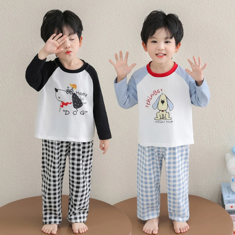 男童睡衣纯棉春秋季新款长袖男孩宝宝洋气卡通薄款套装儿童家居服