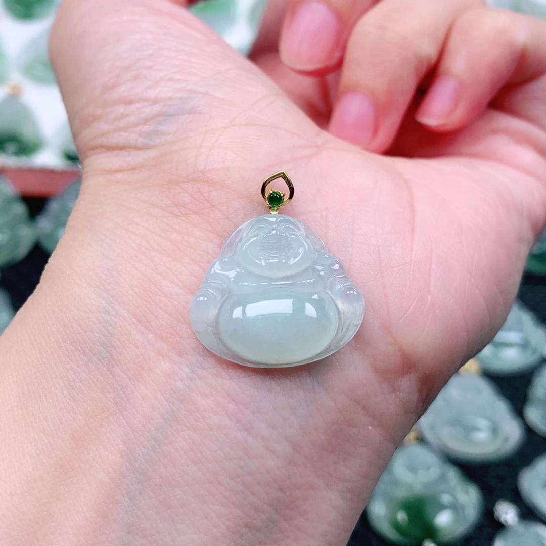 吊坠(不含链)18K金镶嵌翡翠