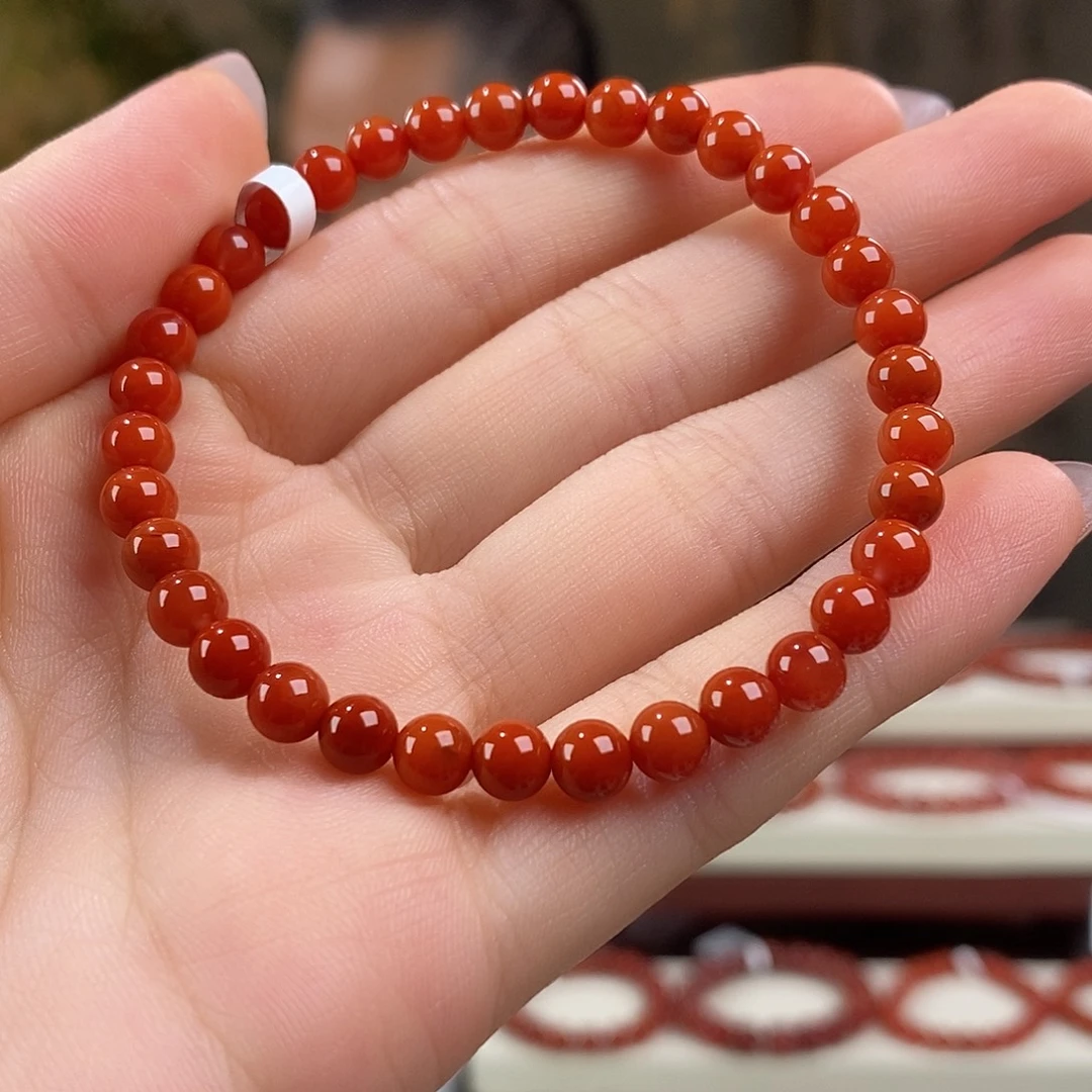 南红玛瑙未镶嵌手串原矿5mm稀有4A+级别满色满肉瓦西川料