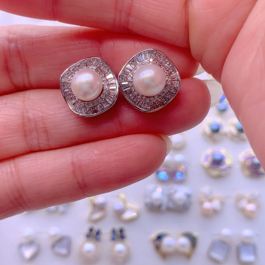 淡水珍珠合金耳饰