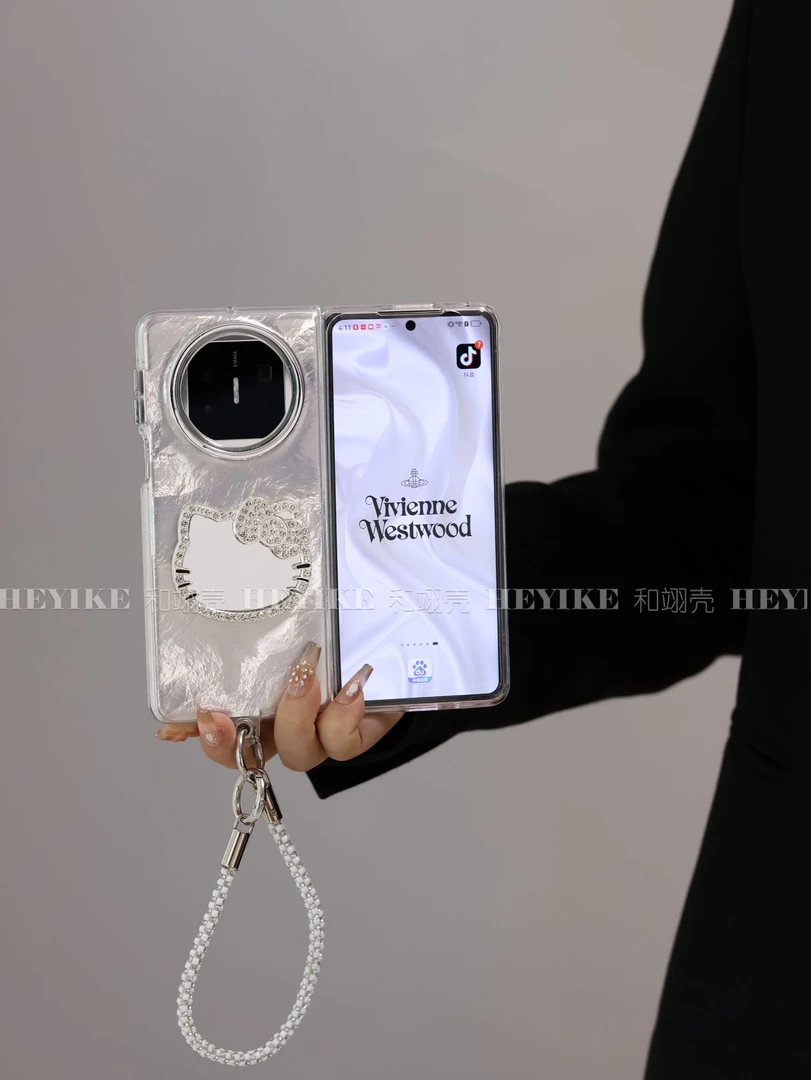 高级感羽纱镜面适用华为mateX6手机壳折叠vivoxfold3pro创意防摔