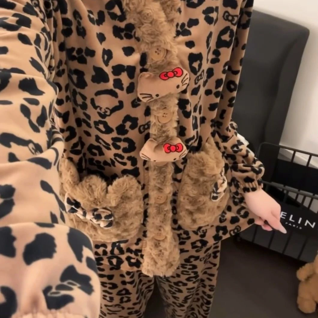 家居服套装女洋气秋冬款外出ins气质海岛绒高级感带口袋睡衣冬季