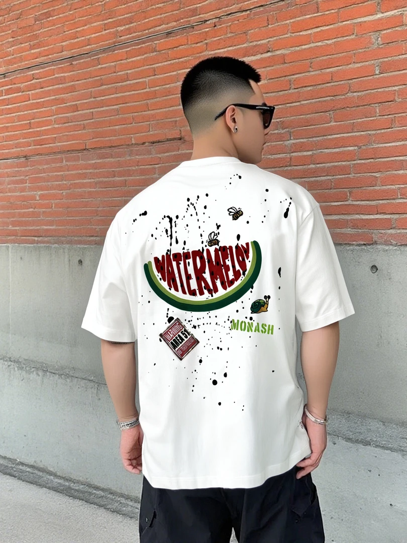【西瓜刺绣】夏季男士T恤重工刺绣高货男装个性百搭休闲短袖F92170