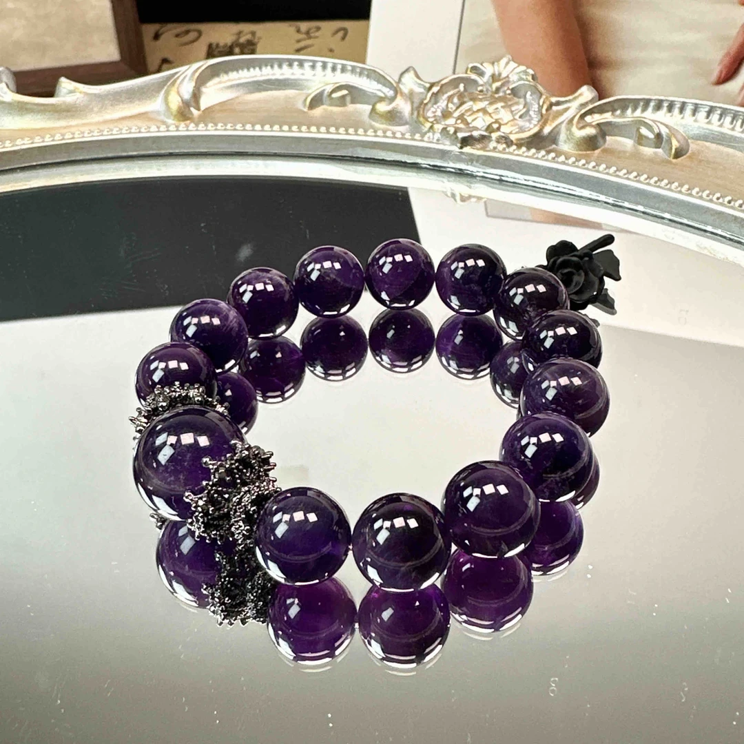 《暗夜玫瑰》乌拉圭紫水晶手串1019 颜色微差 多样性发一