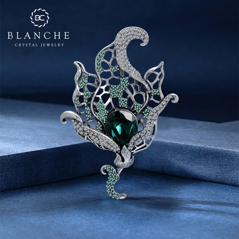 铜合金仿水晶胸针 火炬花束高级感水晶胸针奢华胸花大衣别针3388