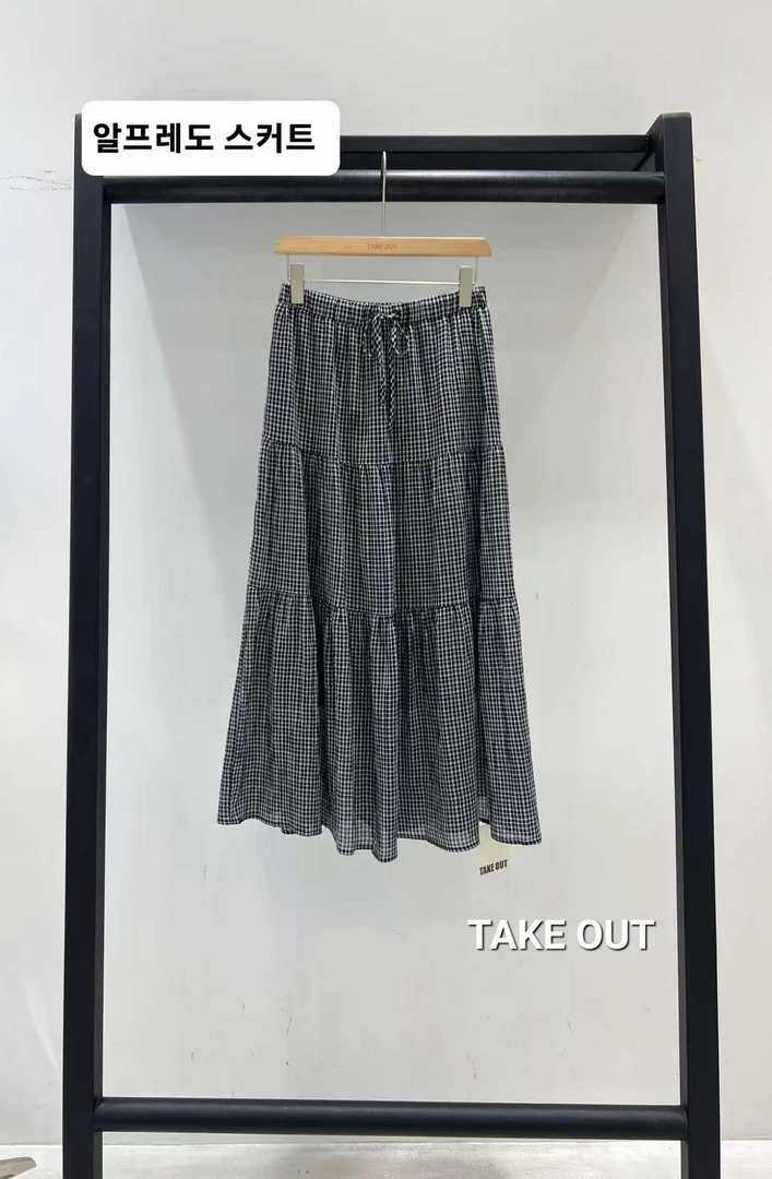韩国欧巴家格纹高腰半身裙273