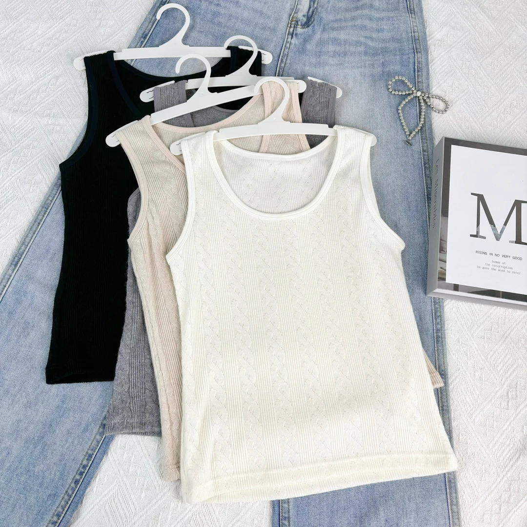 玲姐定制-纯色秋冬保暖柔软亲肤内搭修身小短款背心吊带492312