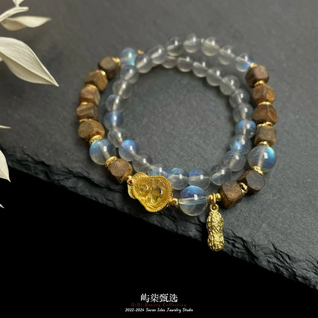 【要努力】F363 长石银925镶嵌 禄胤 灰月棕多圈