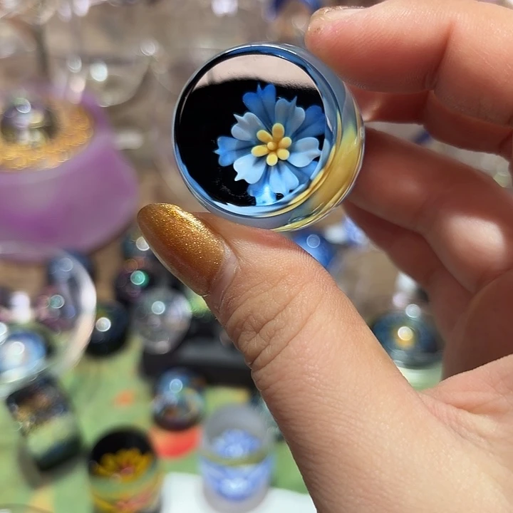 玻璃茶器盖置蓝花语