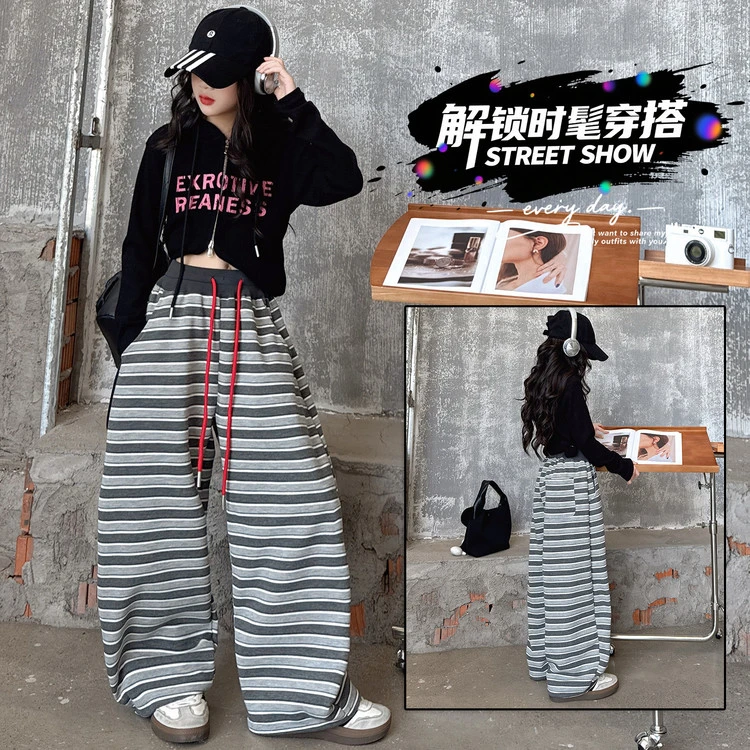 女童裤子2025春秋新款中大童宽松洋气网红爆款休闲裤儿童阔腿裤潮