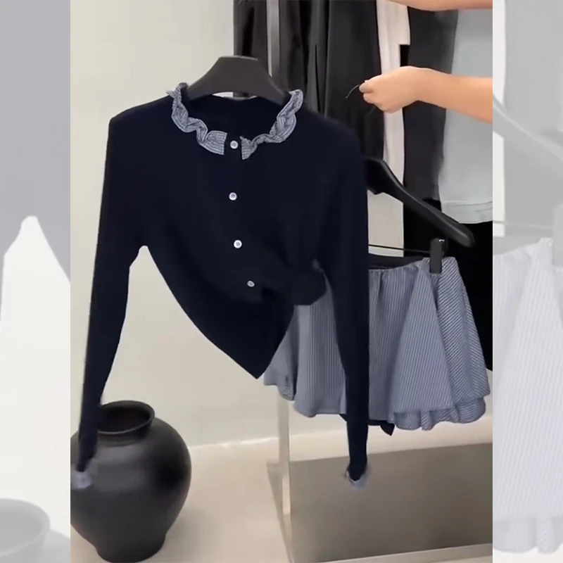 小个子高级感早秋ootd穿搭巨好看减龄一整套韩系绝美两件套装裙女