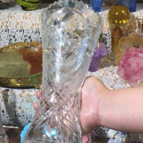 有机玻璃中古德国水晶花瓶微瑕