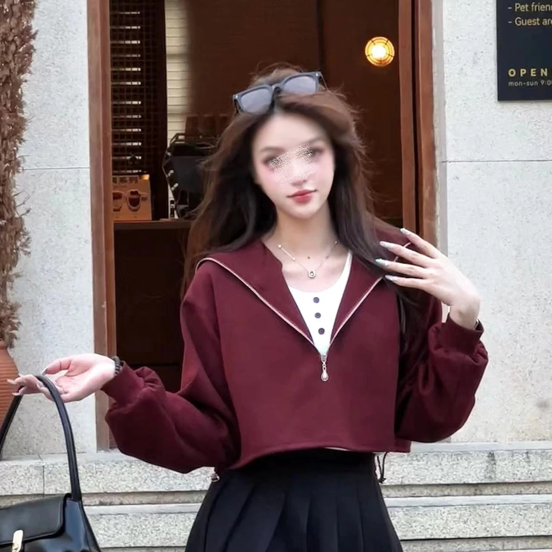 2025【两件套】春季新款半拉链卫衣显瘦气质时尚真两件套装