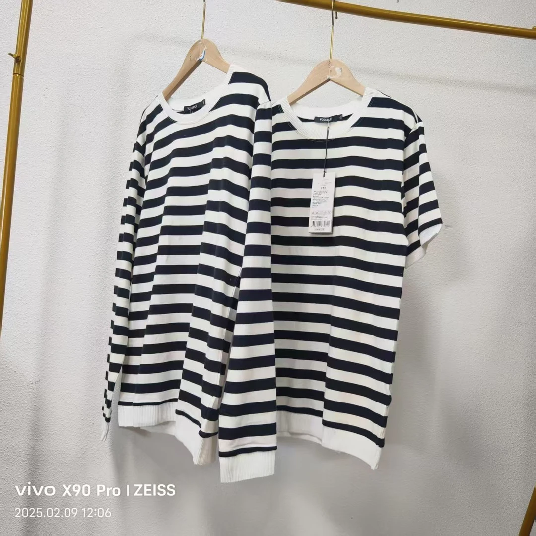 唯琳剪标 C3-2-86875款 男装黑白条纹T恤