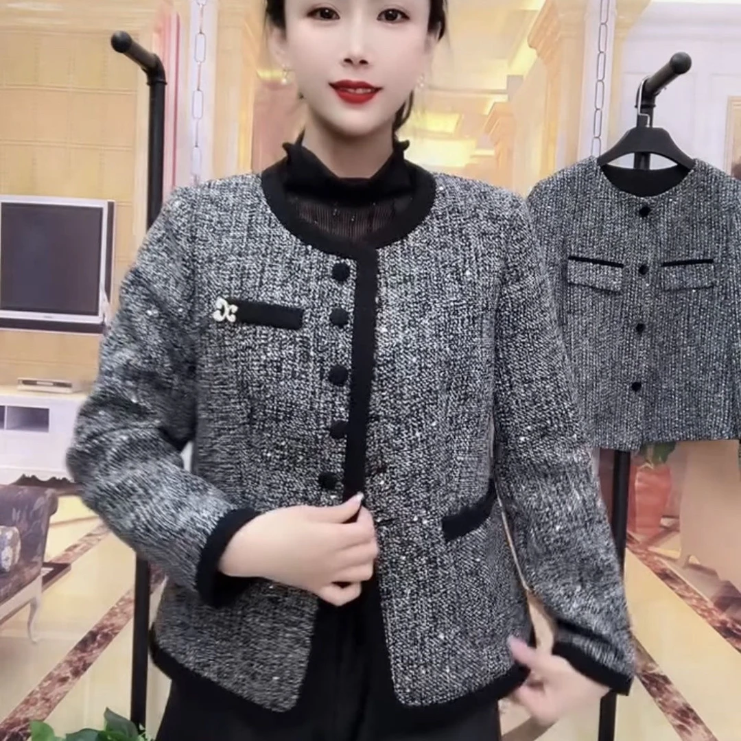 2025春季名媛香风新款百搭气质粗花呢洋气短款小个子香风外套上衣