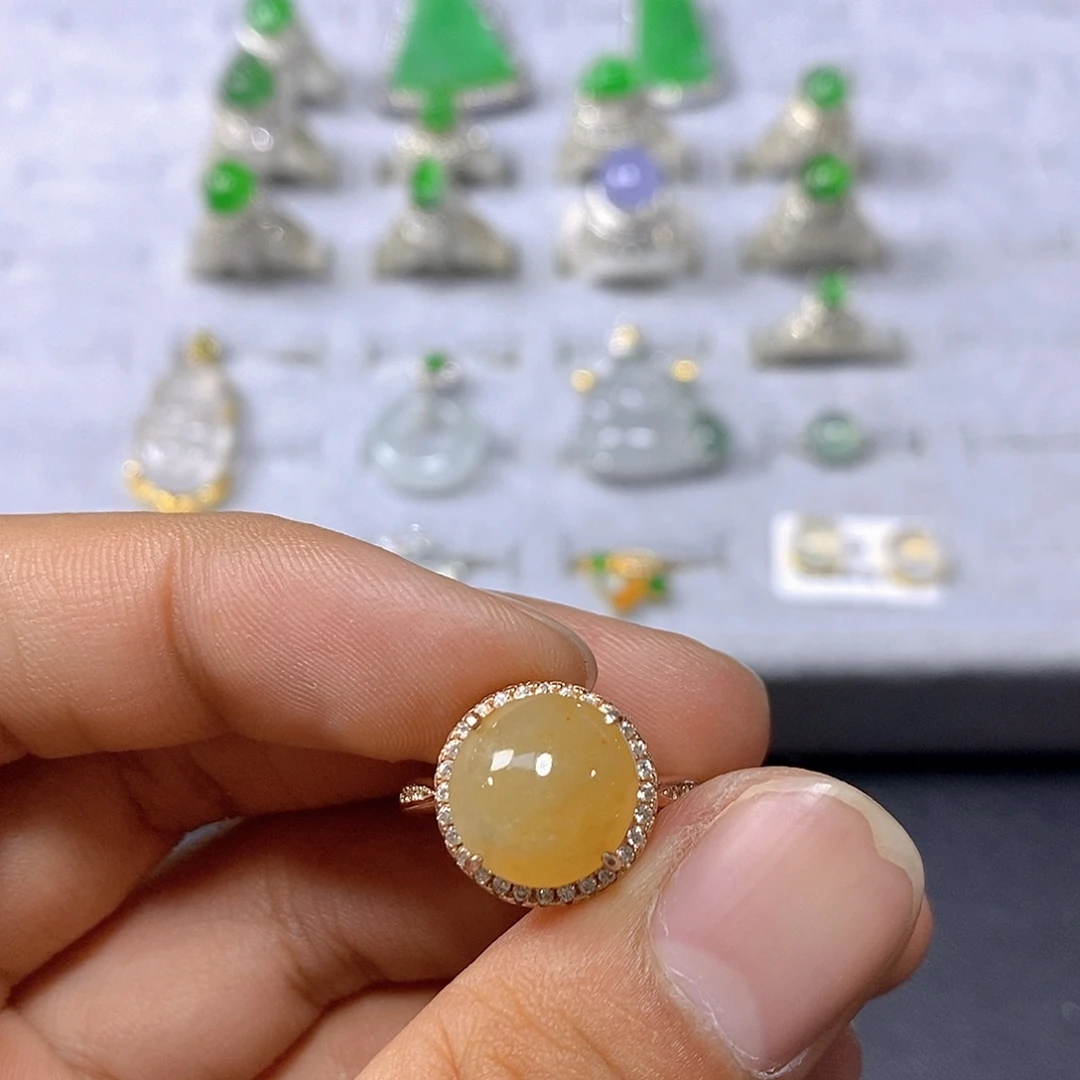 翡翠戒指银S925镶嵌69号
