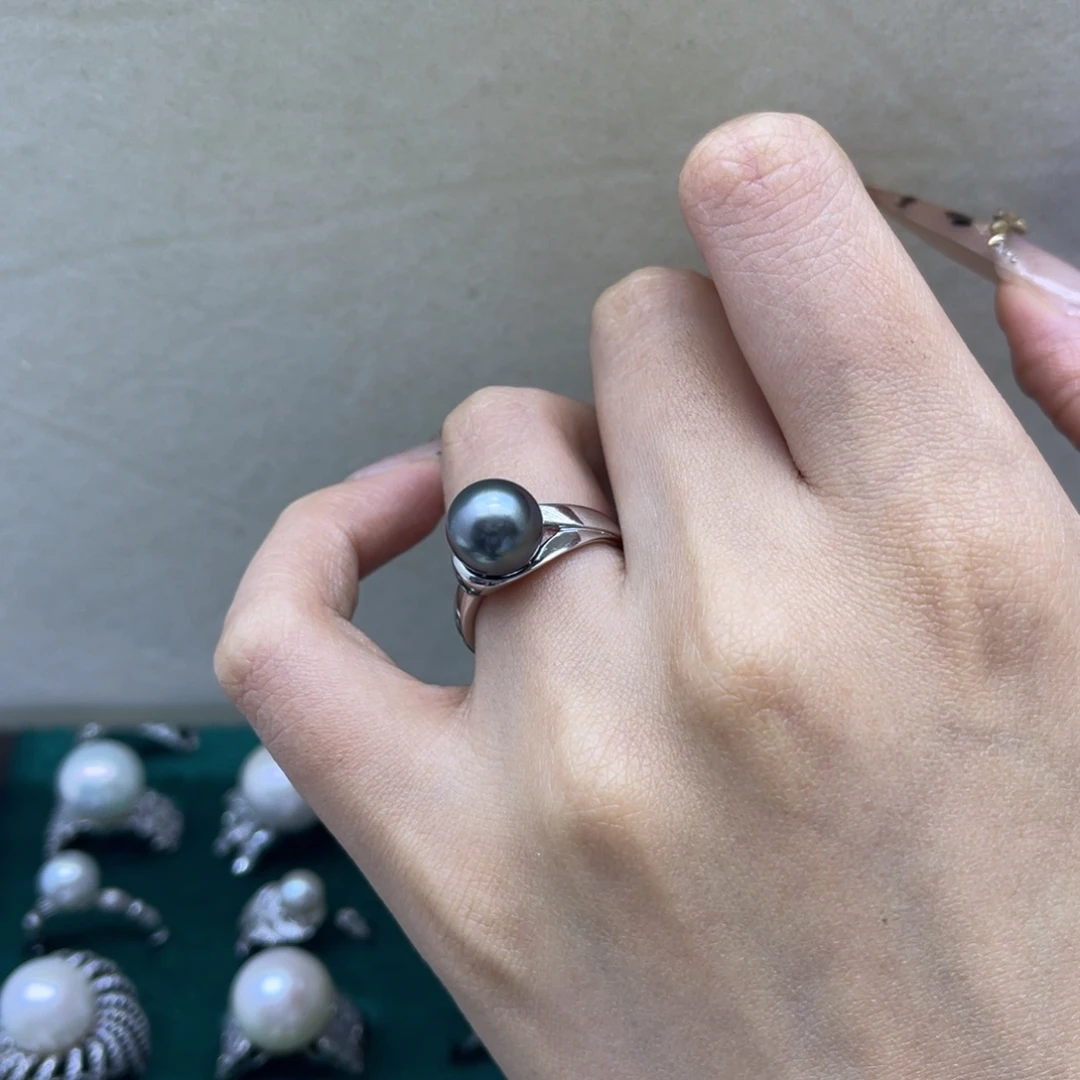 戒圈银S925镶嵌海水珍珠