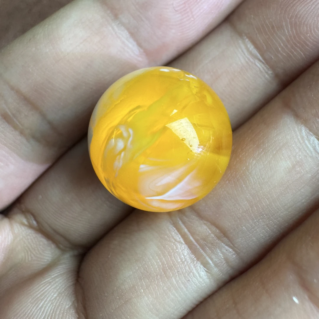 蜜蜡圆珠17.9mm橘红瓷白