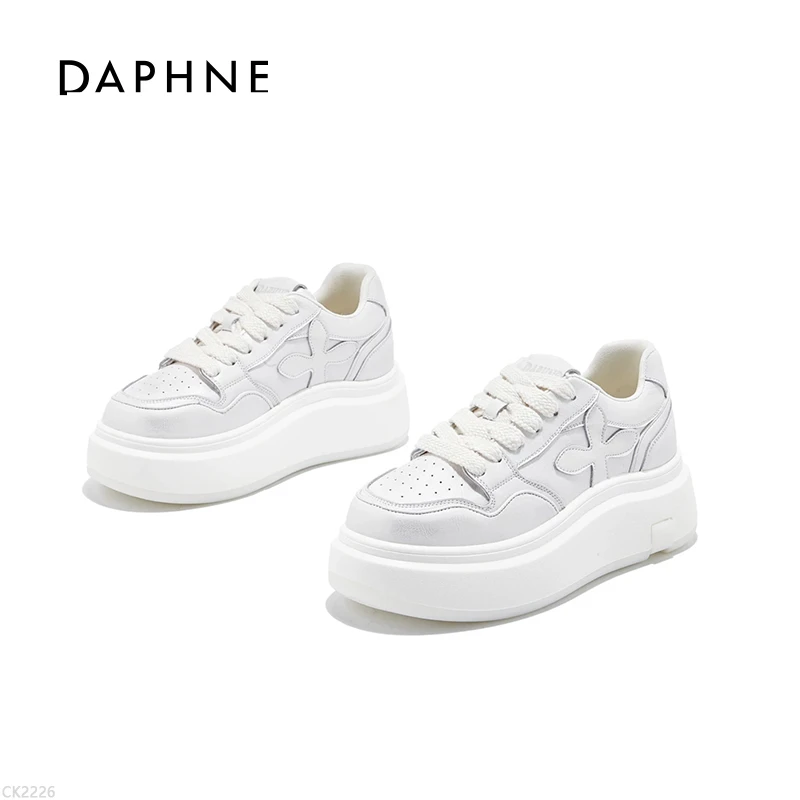 达芙妮2025春季百搭时尚休闲鞋纯色运动鞋松糕鞋休闲风系带透气款