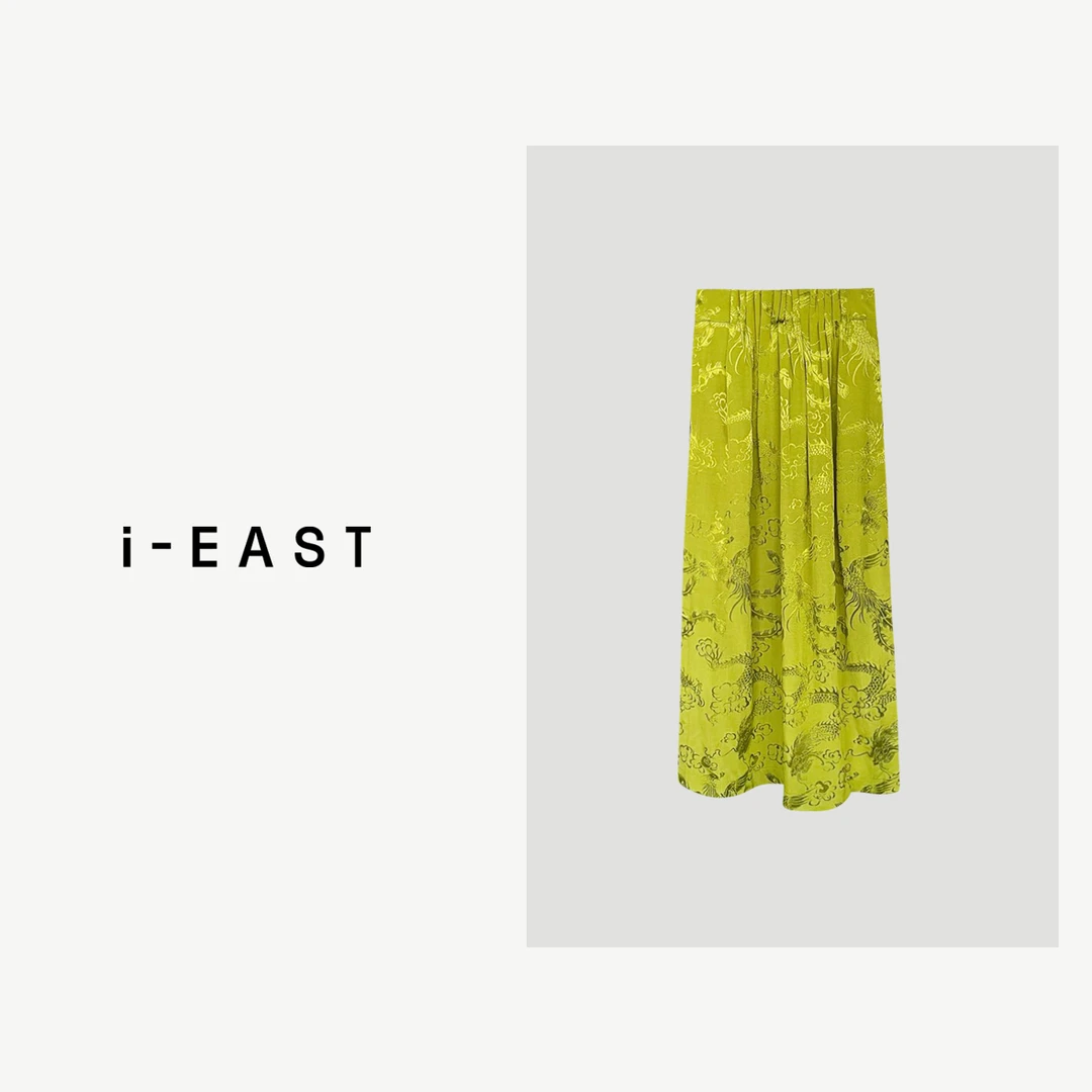 i-EAST 秋熠晨雾~国潮风提花侧边开衩裙-3D Q32280