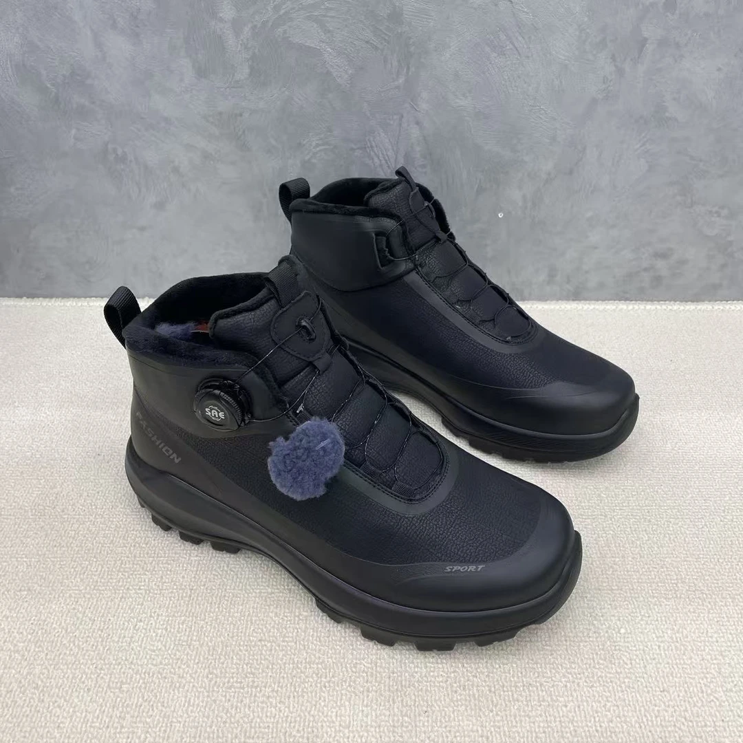 冬季新款男士大棉舒适百搭羊毛男鞋加绒加厚保暖高帮厚底户外棉鞋