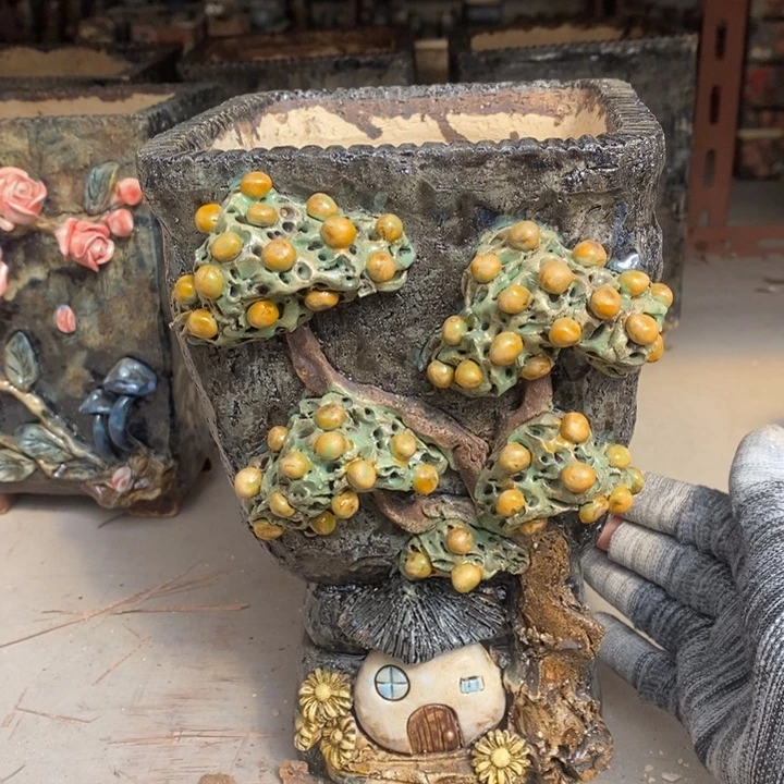 红陶青藤花器多肉花盆