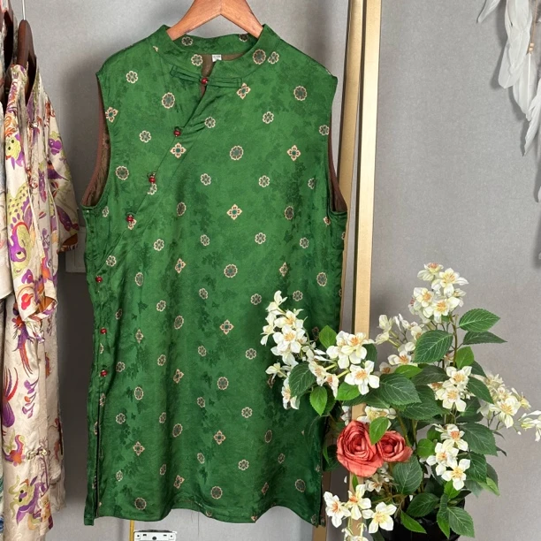 【福气宝相花】奥黛新款时尚经典福宝小香花夏季立领新中式国风上衣