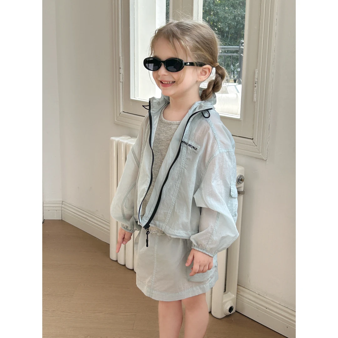 57101楚心然春季新款女童韩版时尚运动套装儿童防晒衣裙子两件套