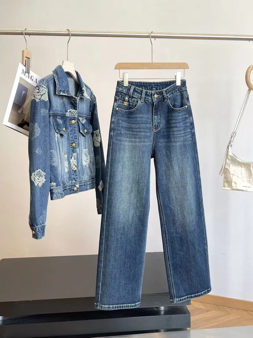 B顺直遮肉！微松笔杆裤 闪钻微弹直筒拖地牛仔裤 H6940 女装 E304