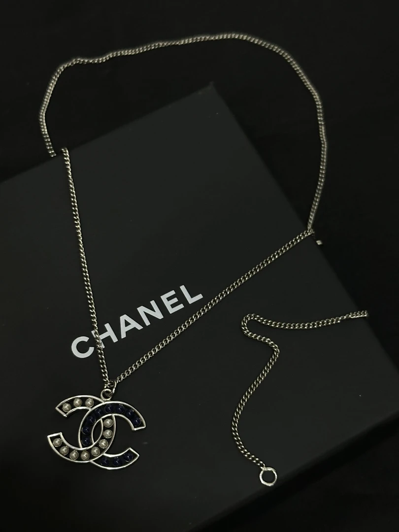 95新 Chanel/香奈儿 15P珍珠拼色双C项链/JJ5071210