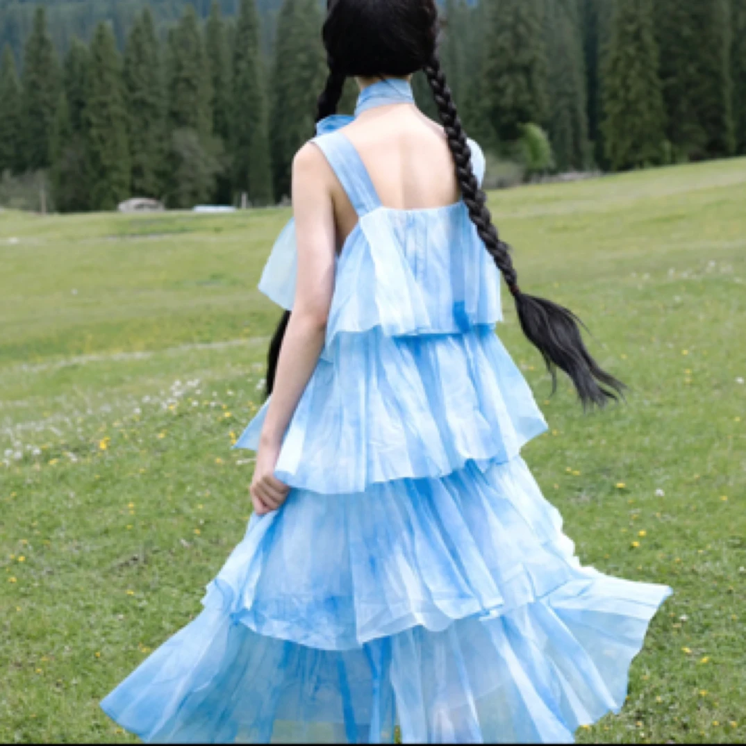 （俏俏专属）YCY蓝色多层吊带纱裙