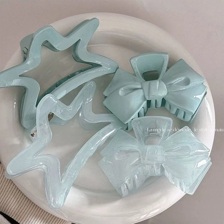 【冰河果冻蓝】冰河蓝~果冻蓝抓夹女2024新款高J感盘发鲨鱼夹后脑