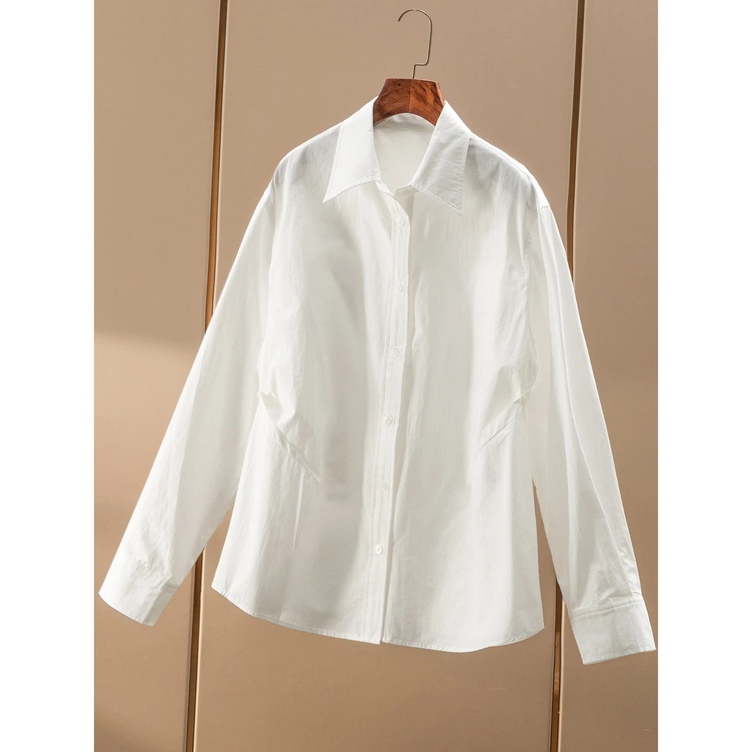 春天家 宝藏万搭王 法柜简约立裁收腰60支长绒棉衬衫女24J5 特