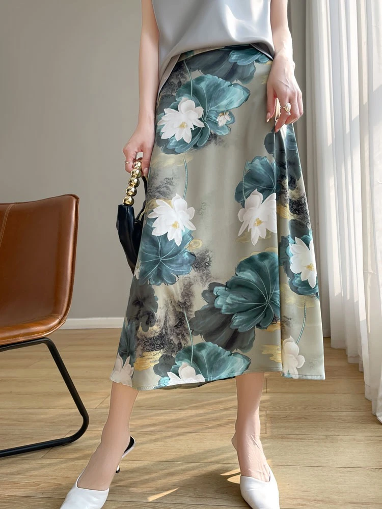 优雅气质款~丝滑缎面松紧腰大A版百搭半身裙