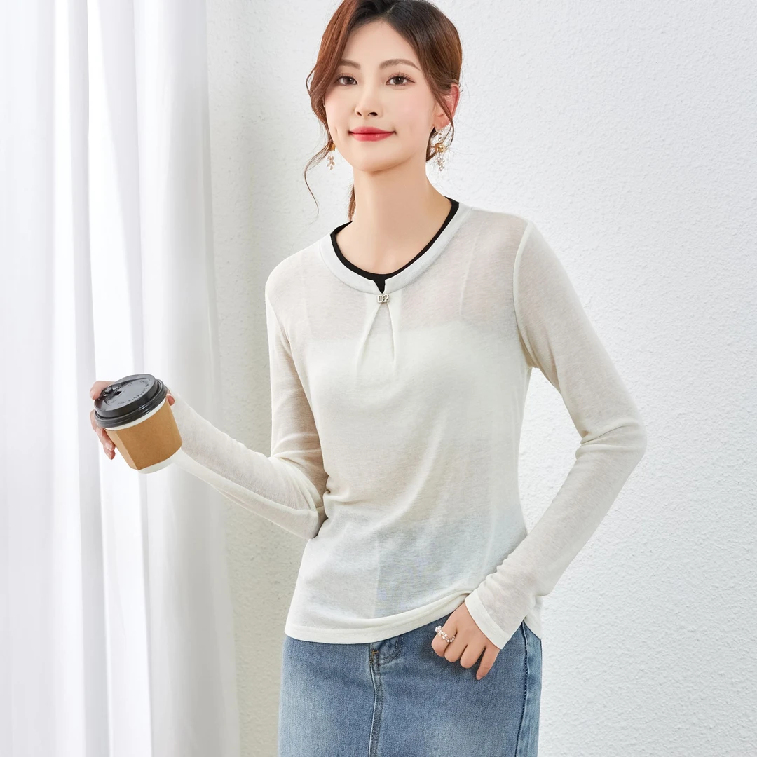 【天丝羊毛设计师款】莱赛尔针织衫双领时尚气质内搭上衣E513