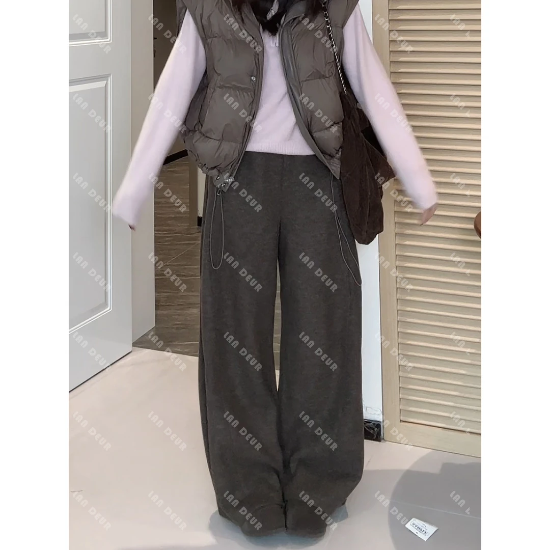 【长腿线条】加厚不加绒A版宽松慵懒显瘦气质简约老钱风休闲裤子女