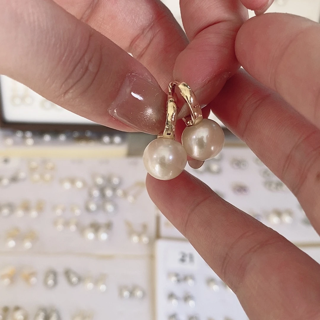 合金淡水珍珠耳饰