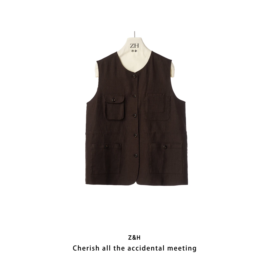 ZH【皓月星空】圆领纯色简约款马甲女无袖舒适