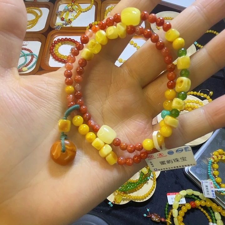 琥珀未镶嵌手链双圈