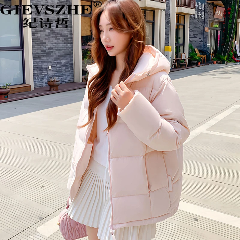 纪诗哲羽绒服女短款小个子2025新款连帽加厚90白鸭绒面包服外套