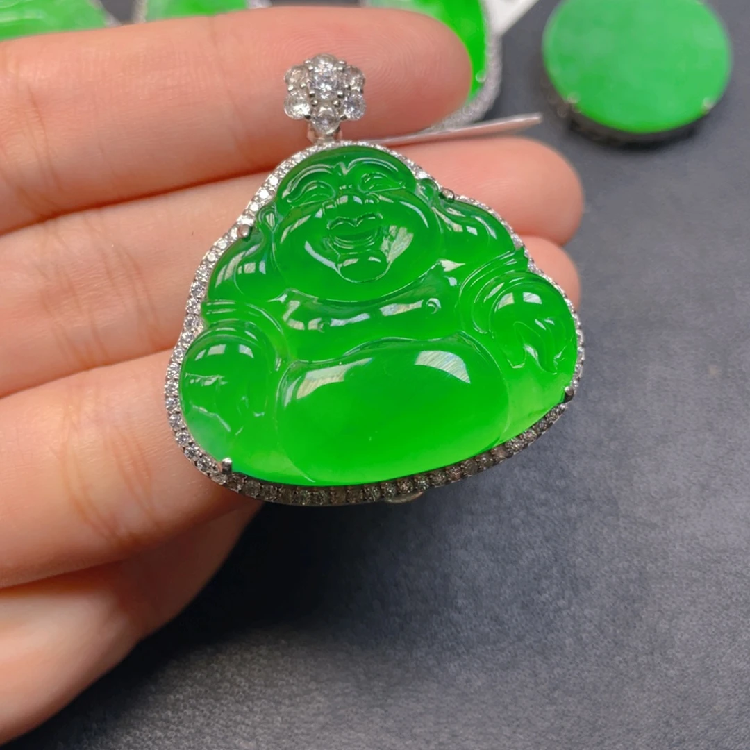 翡翠银S925镶嵌吊坠(不含链)