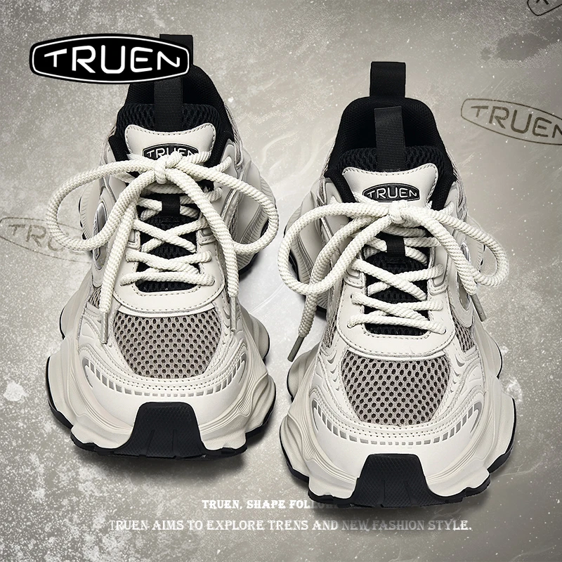 真恩复古大头老爹鞋男夏季2025新款运动久站不累休闲透气增高男鞋