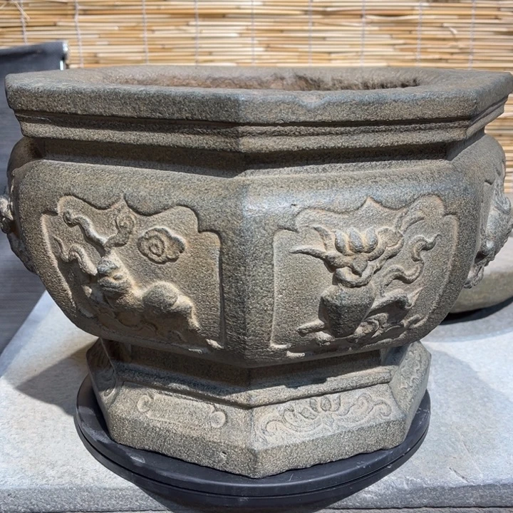 石***好石材青石绿豆青八角石盆