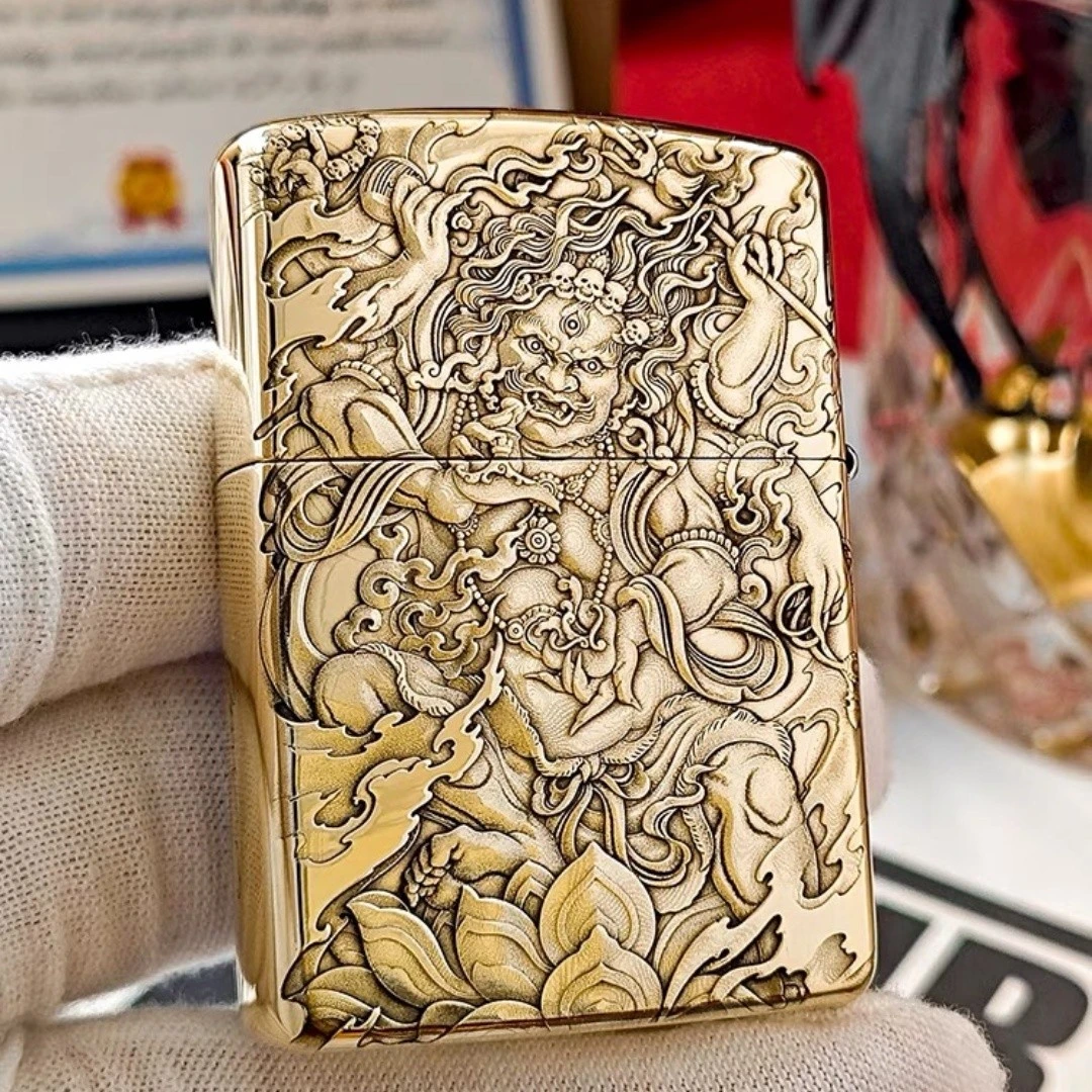 ZIPPO打火机双面大黑天黄铜盔甲3D浮雕【骆骆专属）DYJ1