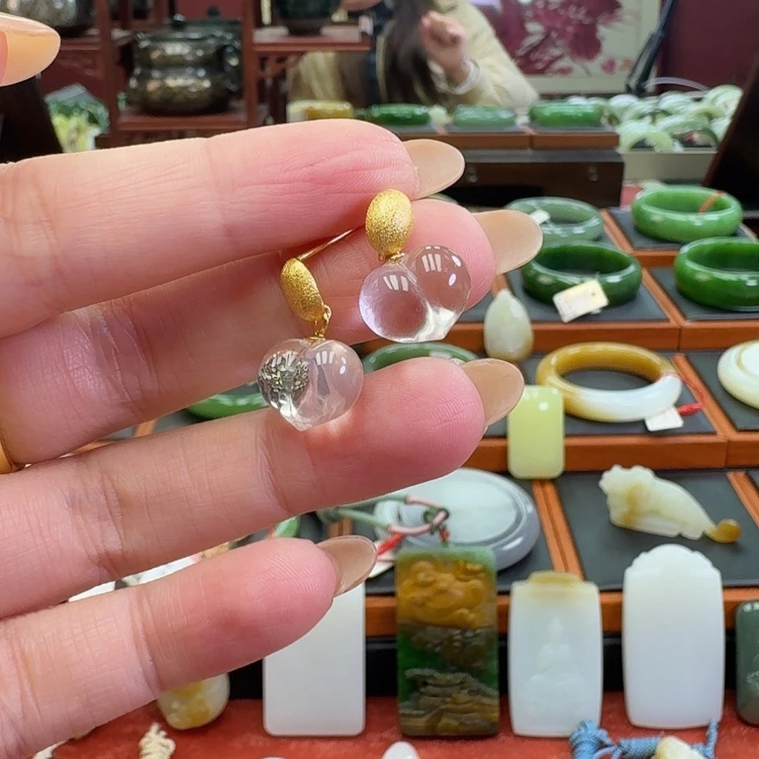 合金石英质玉耳钉