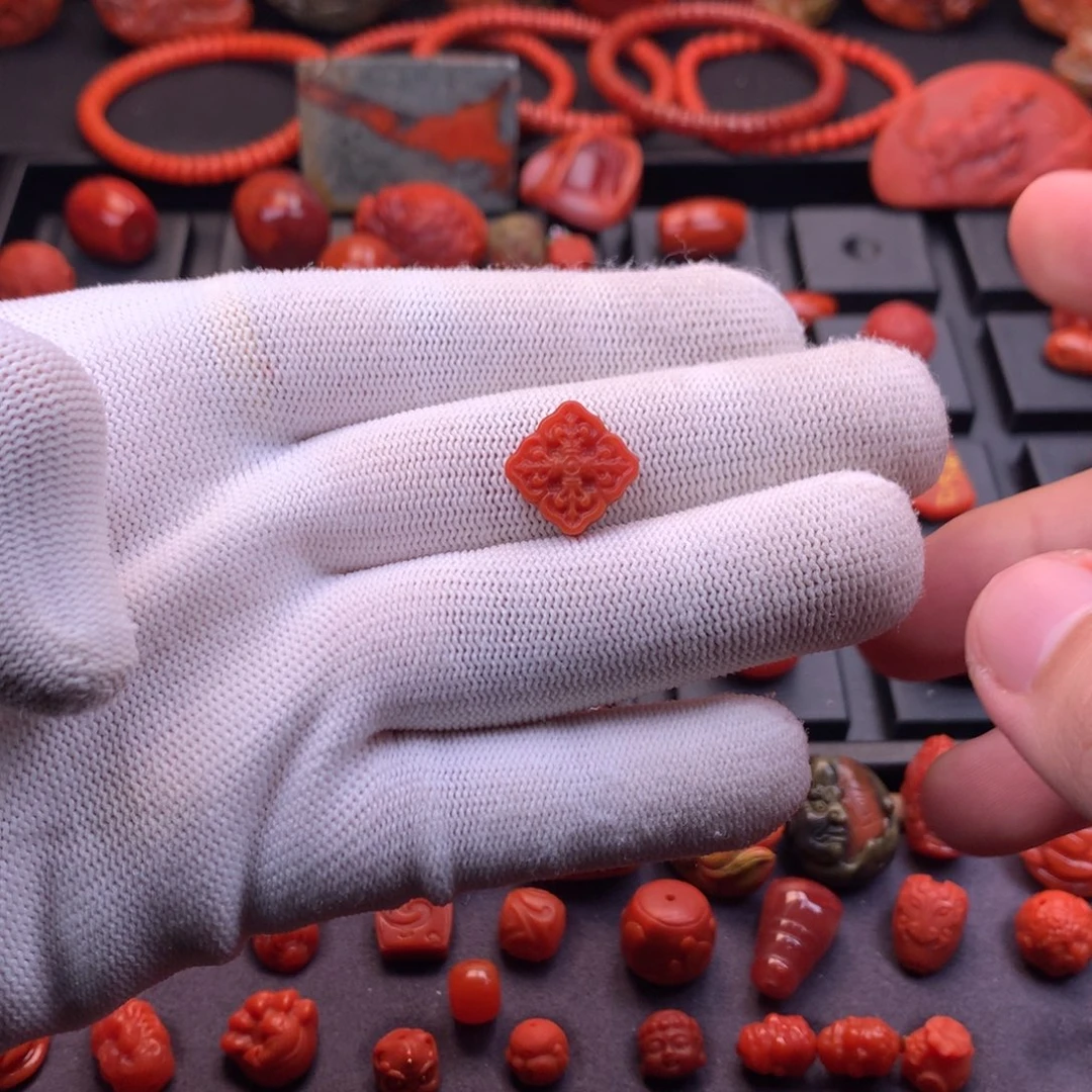 南红玛瑙未镶嵌精工雕刻金刚杵背云14mm