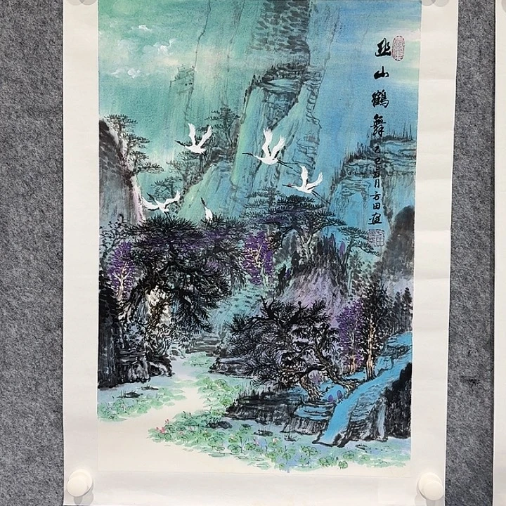 国画幽山鹤舞国画作品
