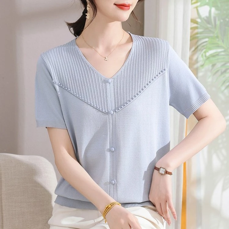 妈妈装2025夏季新款短袖T恤母亲节洋气时尚短袖中老年女装