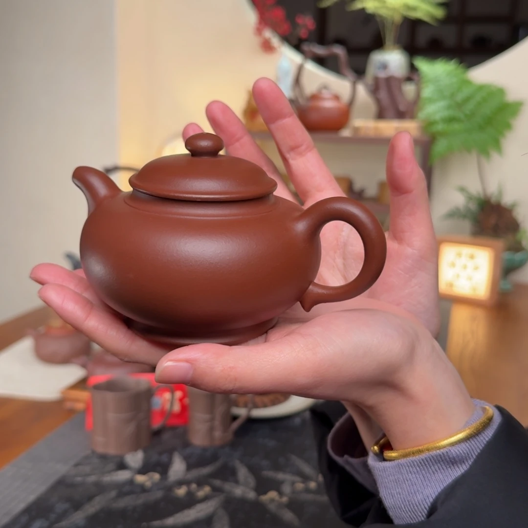 紫泥茶壶留****龄圆缘壶 清水泥