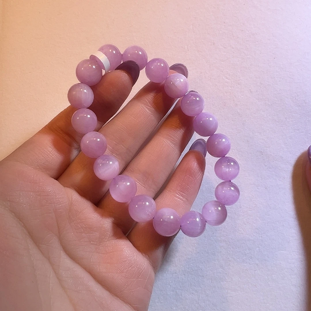 未镶嵌手串锂辉石10咪冰糯猫眼紫锂辉手串入门级别